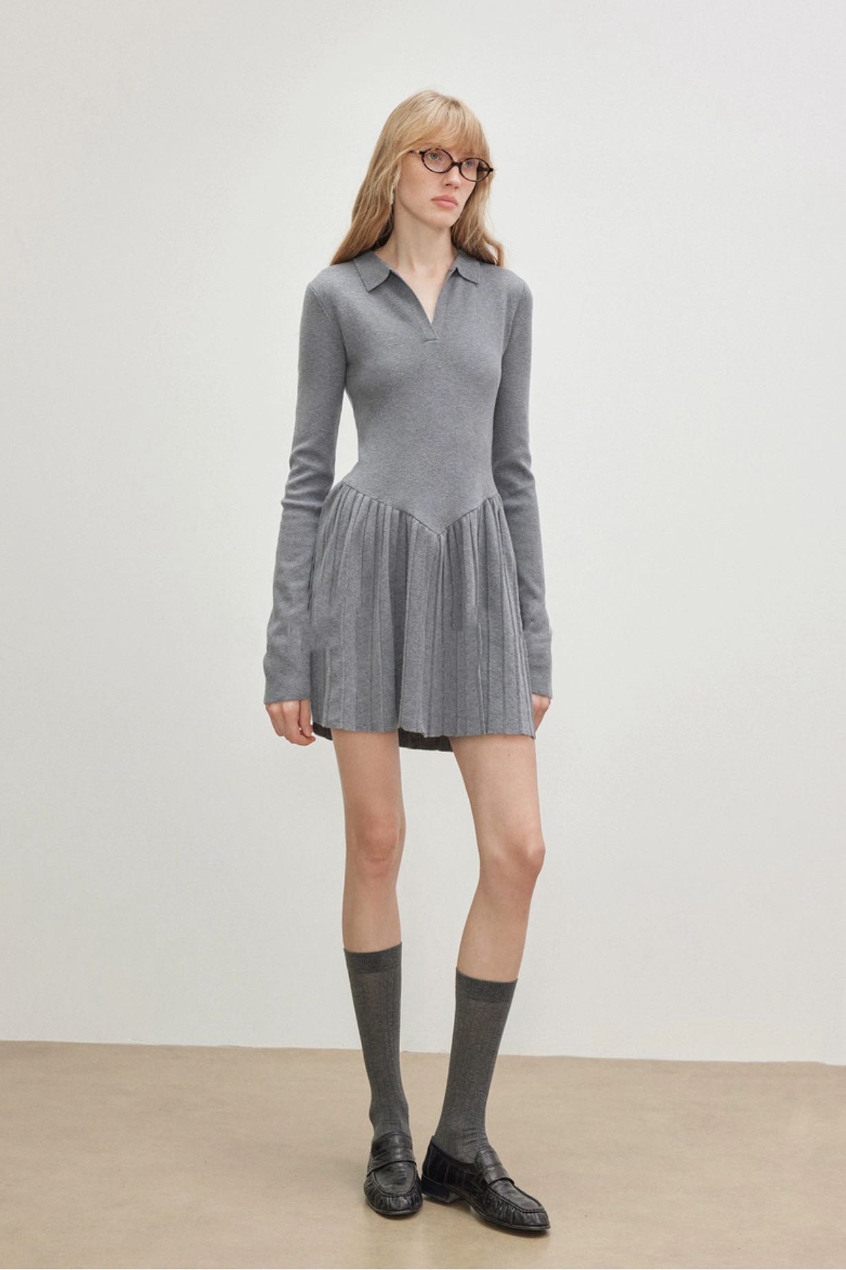 Elegant Wool Blend Pleated Dress - Comfortable and Stylish Knitwear for Women 2 i1735098270 5187 7
