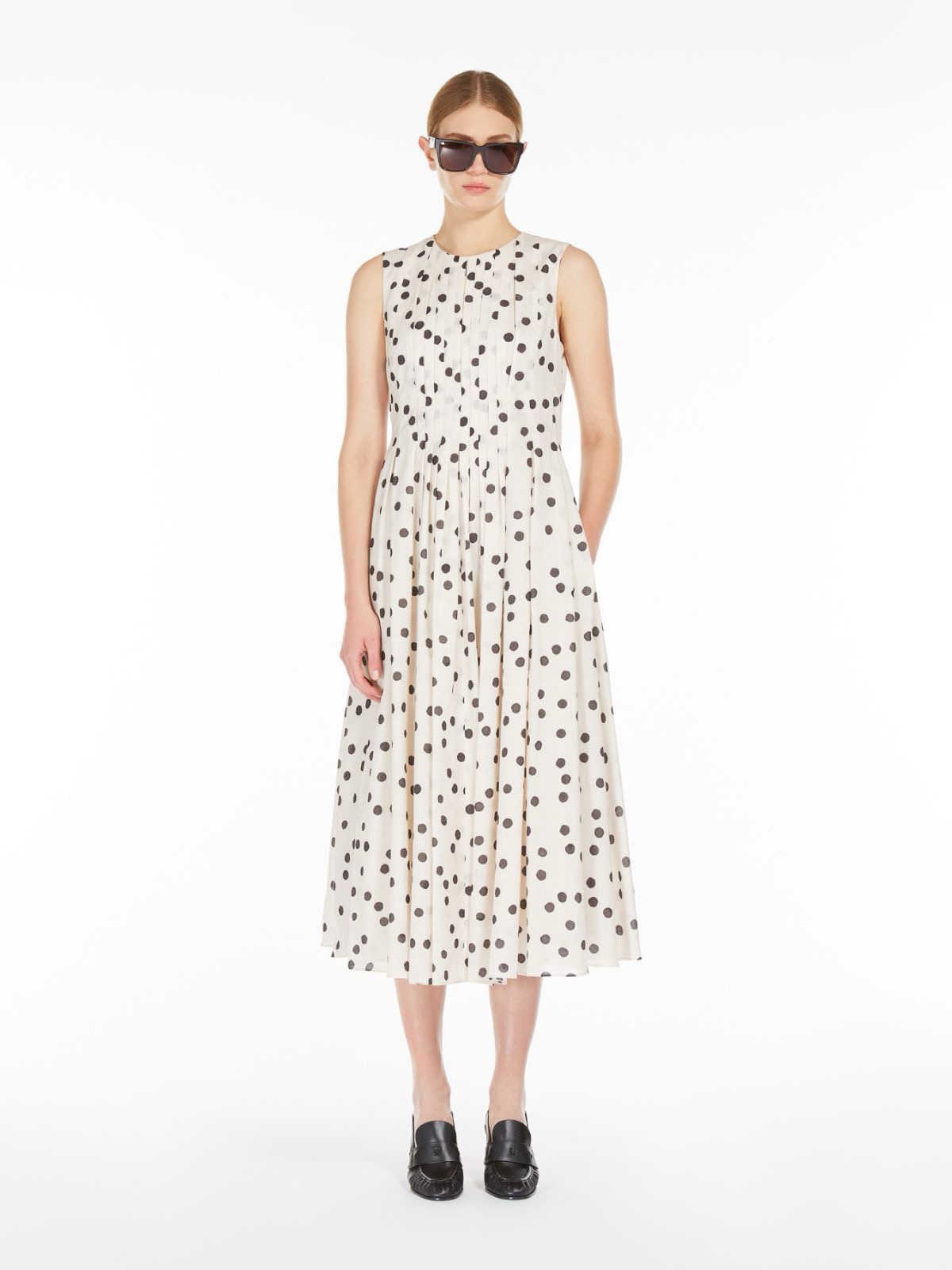 MaxMara 2025 Sleeveless Printed Cotton Dress - Elegant Polka Dot Design 2 i1743758863 5451 3