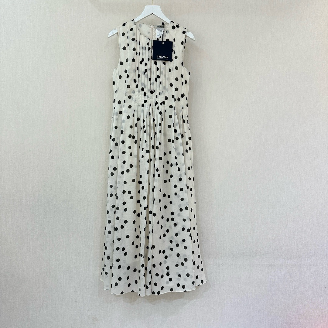 MaxMara 2025 Sleeveless Printed Cotton Dress - Elegant Polka Dot Design 8 i1743758863 6981 2