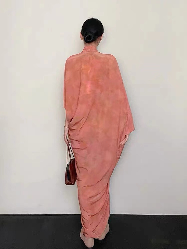 Elegant Rose Print Silk Dress, Asymmetrical Shoulder V-Neck, Spanish Design 3 i1747203851 524 4