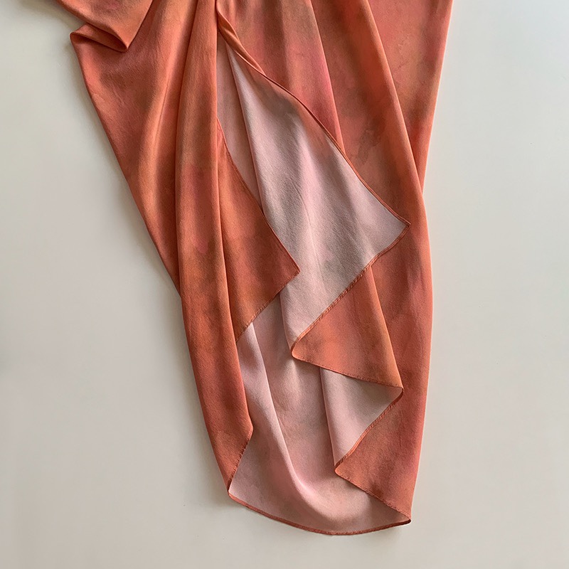 Elegant Rose Print Silk Dress, Asymmetrical Shoulder V-Neck, Spanish Design 10 i1747203851 9498 3