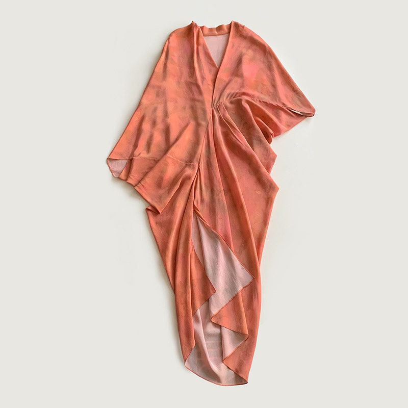 Elegant Rose Print Silk Dress, Asymmetrical Shoulder V-Neck, Spanish Design 5 i1747203852 1215 7