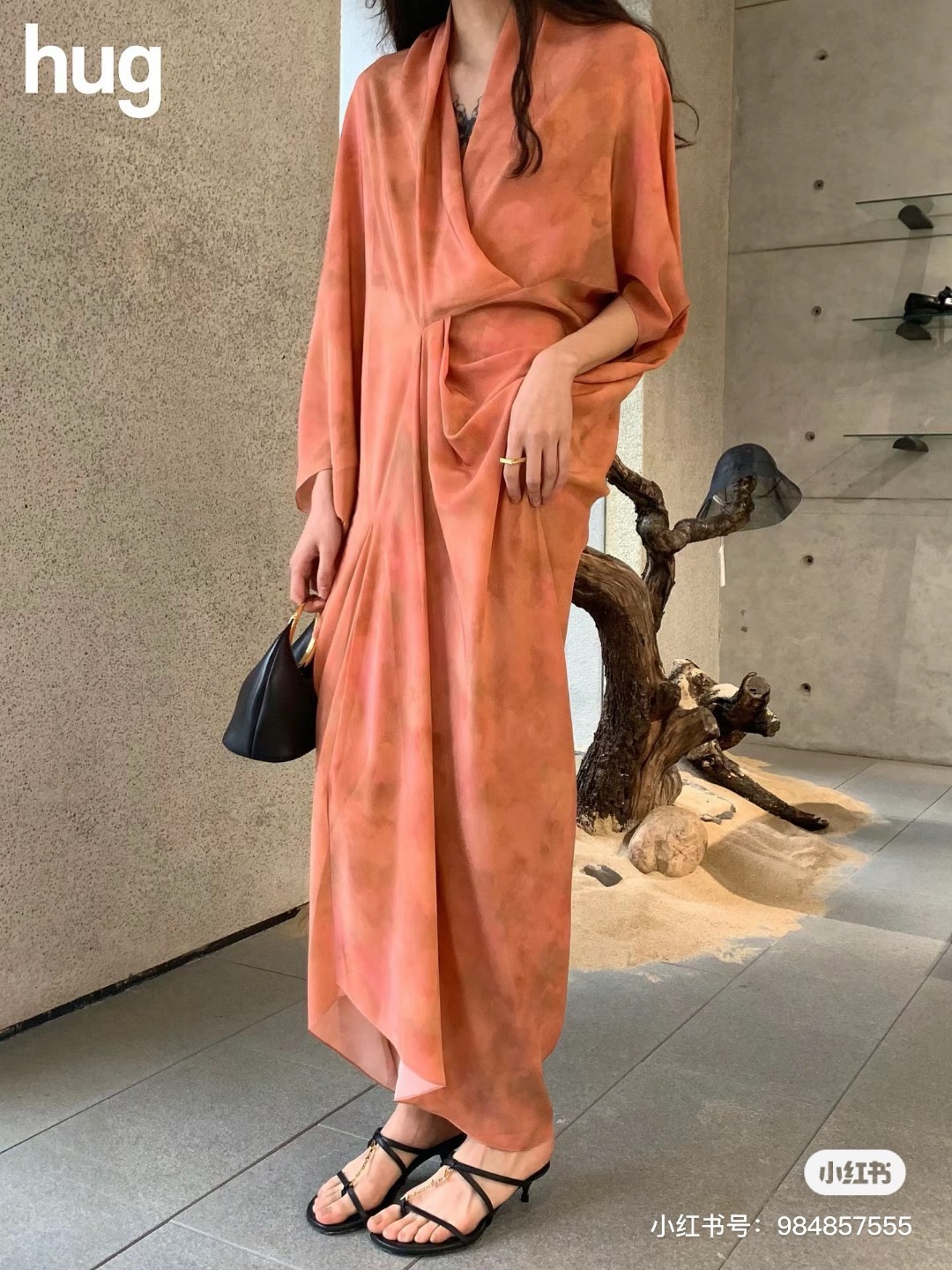 Elegant Rose Print Silk Dress, Asymmetrical Shoulder V-Neck, Spanish Design 4 i1747203852 7293 5