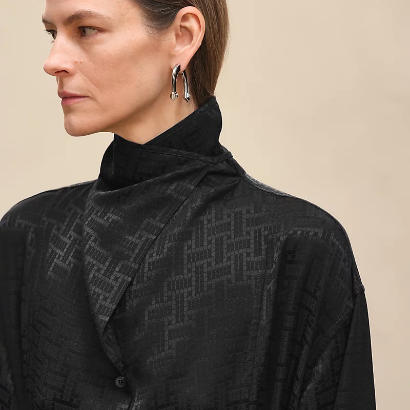 Hermès Women's Fall 2025 Jacquard Mosaïque Pattern Shirt Dress - Versatile Style 5 i1755230784 7422 0