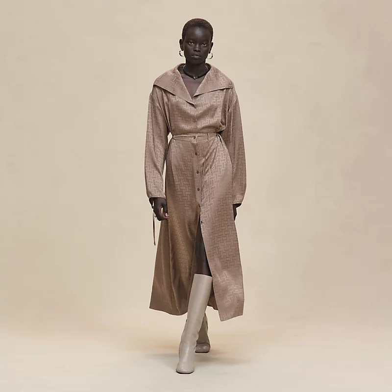Hermès Long Shirt Dress with Jacquard Mosaïque Pattern - Autumn Essential 4 i1755230836 2104 5