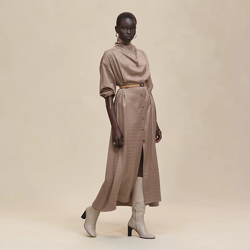 Hermès Long Shirt Dress with Jacquard Mosaïque Pattern - Autumn Essential 3 i1755230836 3223 2