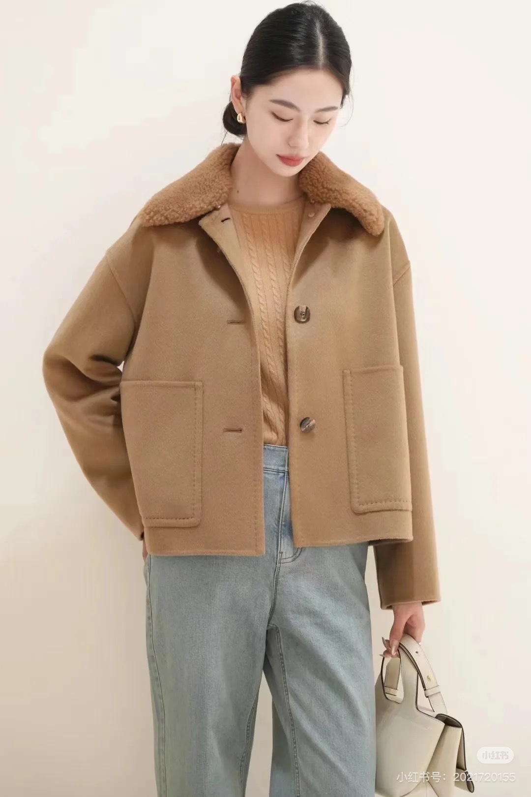 Elegant Camel Wool Blend Coat with Detachable Faux Fur Collar - Autumn/Winter 4 i1755668668 3769 4