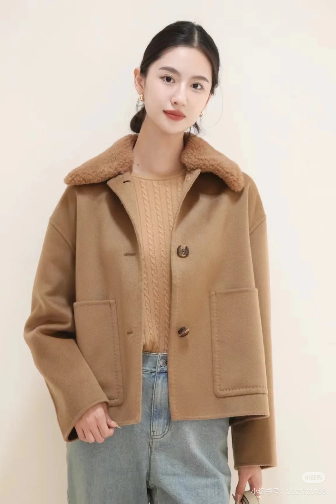Elegant Camel Wool Blend Coat with Detachable Faux Fur Collar - Autumn/Winter 3 i1755668668 9334 6