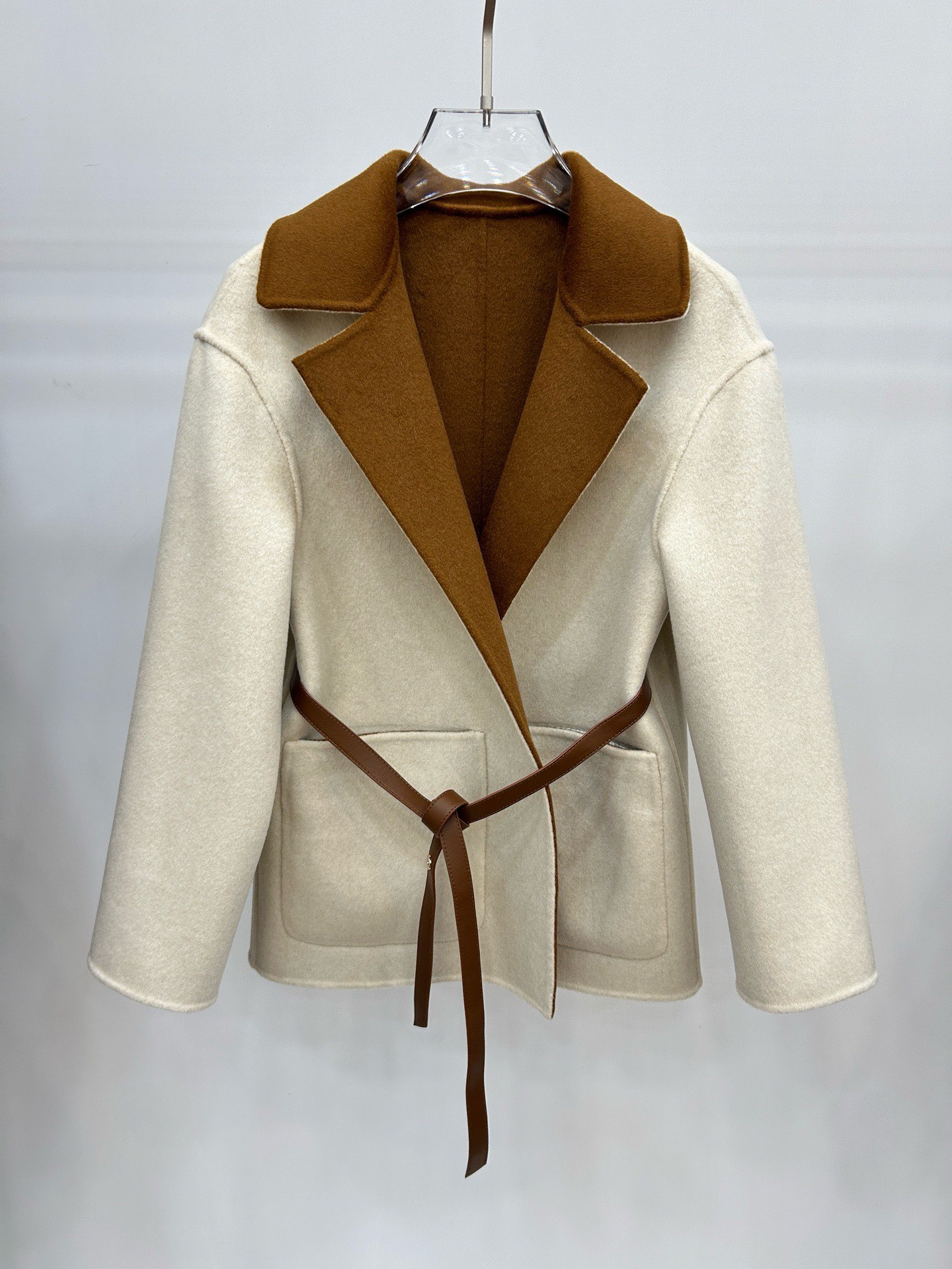 Elegant Caramel Double-Faced Wool-Blend Coat with Belted Waist - New Autumn/Winter 4 i1759979911 2992 0