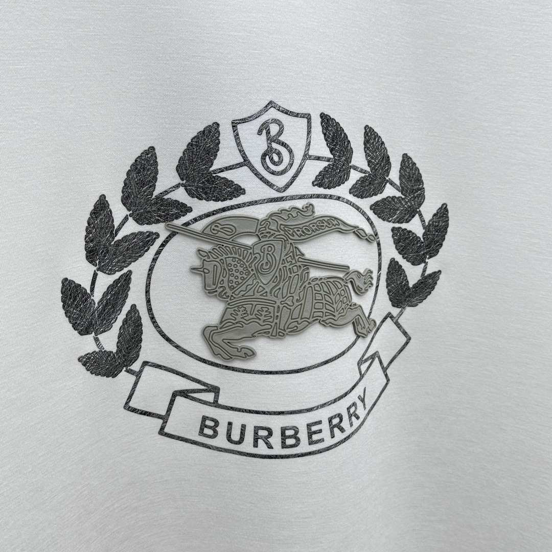 burberry巴宝莉战马经典硅胶和装饰橡木叶徽章重塑设计压花t恤短袖秋冬打底衫原版定制270克人棉洗水