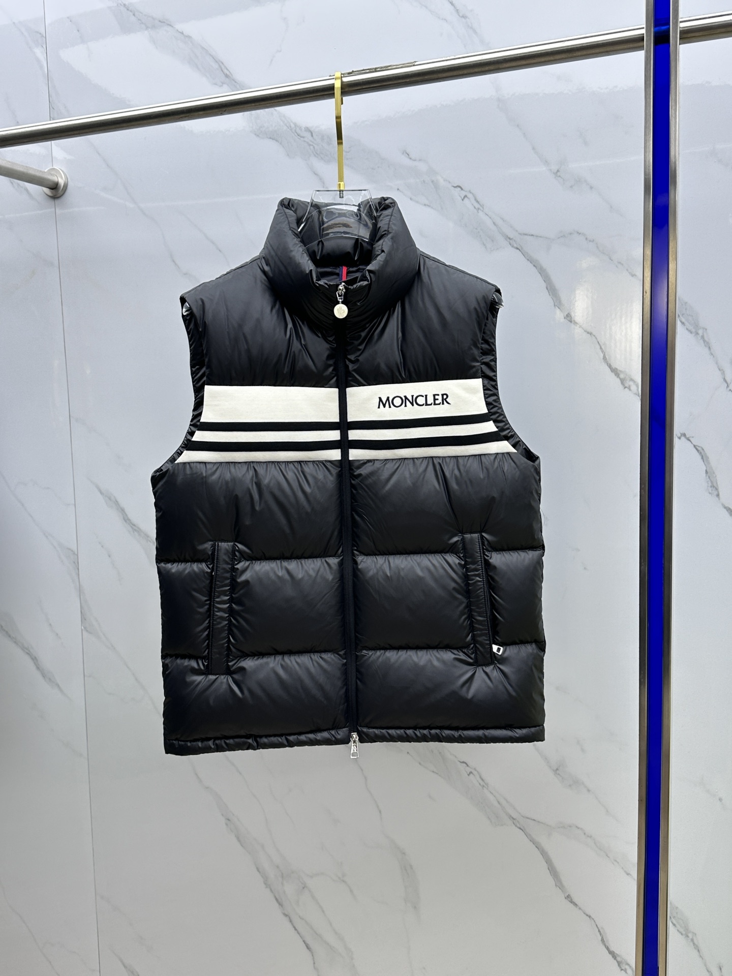 Moncler Clothing Down Jacket Waistcoats Black Blue White Goose Down Fall/Winter Collection Sweatpants