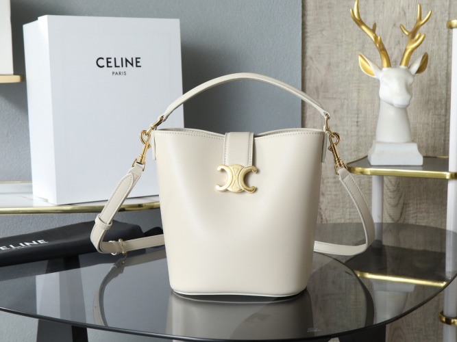 Celine Louise Small Bucket Bag in Smooth Calfskin with Triomphe Closure 1 Celine Louise Small Bucket Bag in Smooth Calfskin with Triomphe Closure