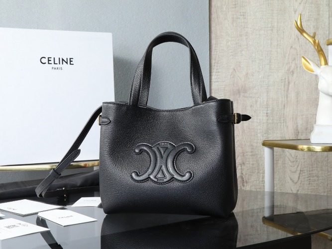 Celine Cabas Anais Small Tote Bag in Grained Calfskin - Black 1 Celine Cabas Anais Small Tote Bag in Grained Calfskin - Black