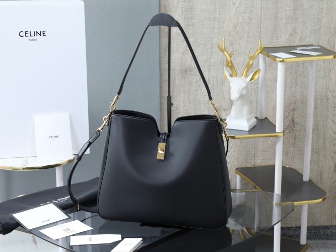 Celine 16 Soft Medium Black Leather Handbag, 14.2 x 11.6 x 2.8 inches 1 Celine 16 Soft Medium Black Leather Handbag, 14.2 x 11.6 x 2.8 inches