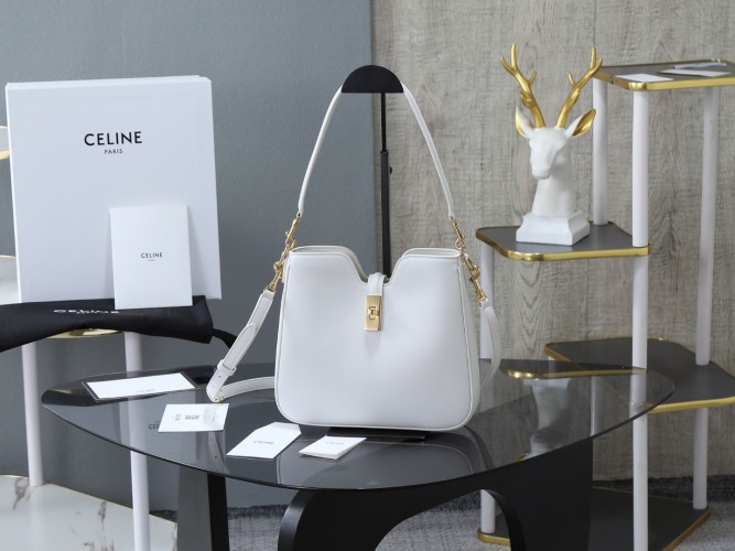 Celine Camille 16 Soft White Hobo Bag, Minimalist Elegance 1 Celine Camille 16 Soft White Hobo Bag, Minimalist Elegance