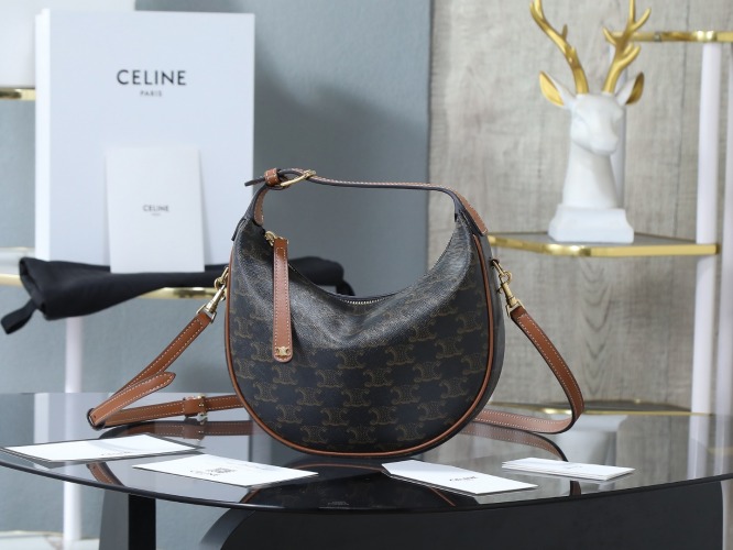 CE Lulu Bag: Retro Moon Bag with Steel Hardware & Signature Print - 22x15x5cm 1 CE Lulu Bag: Retro Moon Bag with Steel Hardware & Signature Print - 22x15x5cm