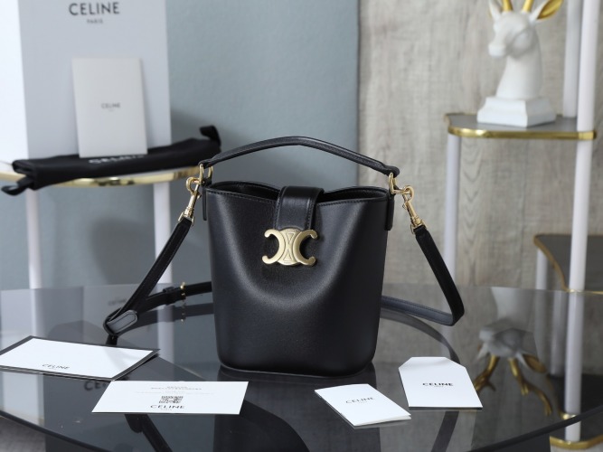 Mini Handbag in Black Grained Leather with Triomphe Closure