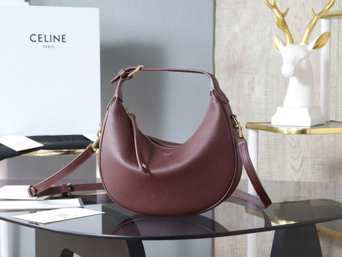 Celine Lulu Bag in Burgundy Leather with Steel Hardware and Adjustable Strap 1 Celine Lulu Bag in Burgundy Leather with Steel Hardware and Adjustable Strap