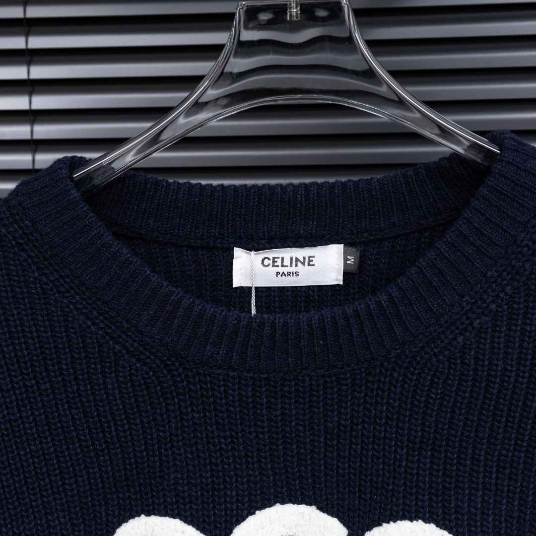 Celine 款式：赛琳CELINE植绒凯旋门针织毛衣