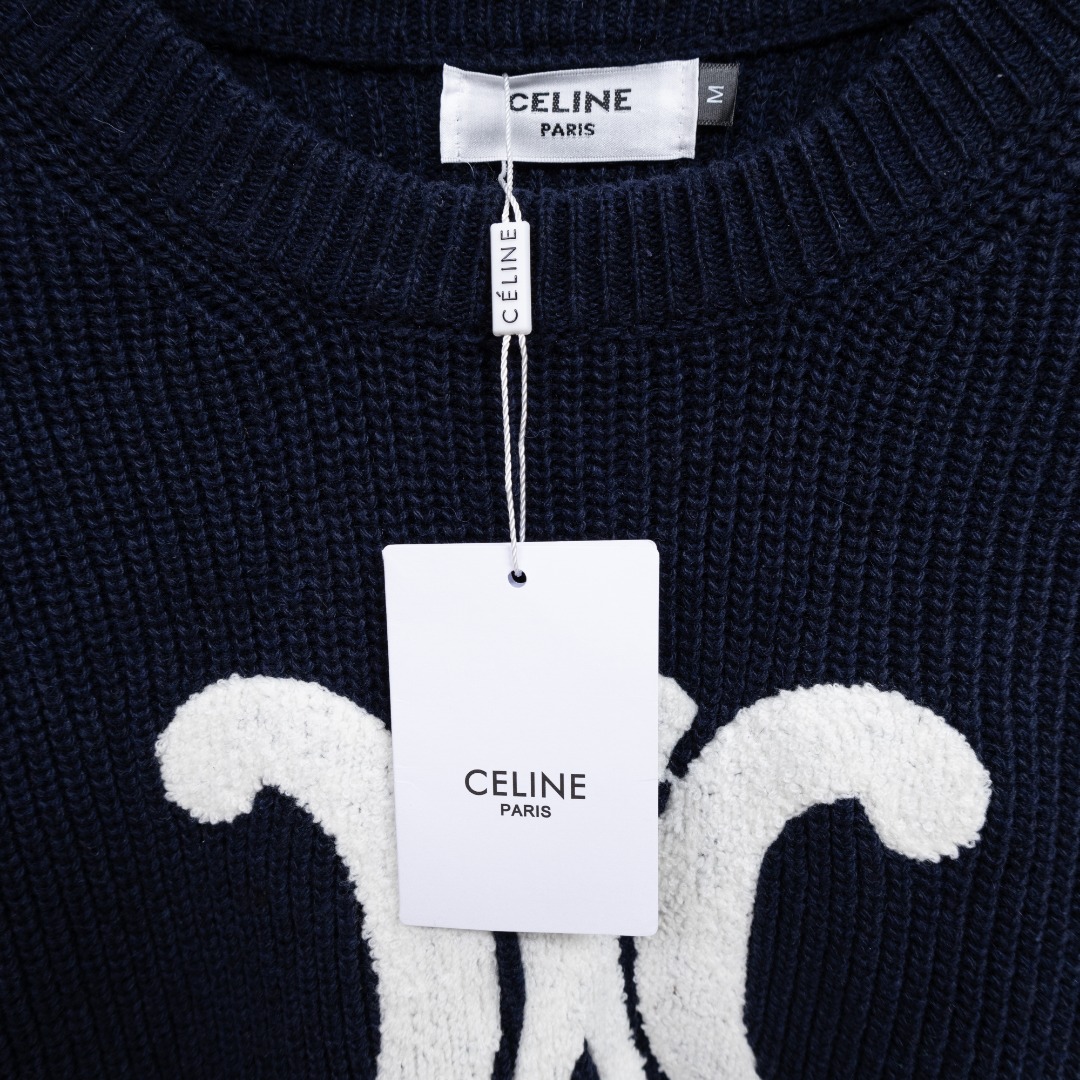 Celine 款式：赛琳CELINE植绒凯旋门针织毛衣