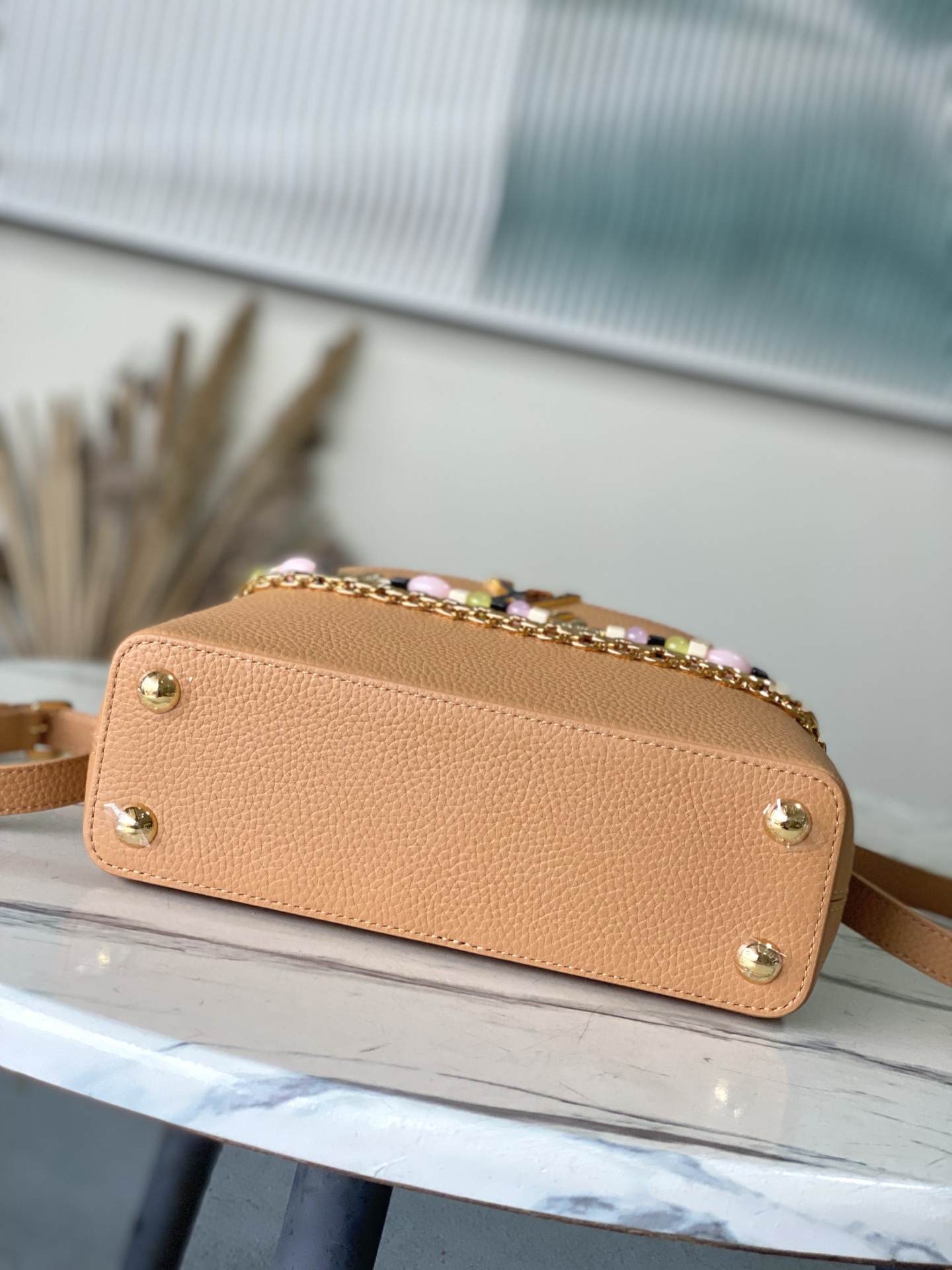 🔸特级精品🔸动态芯片🔸M28713/M48865金棕豹纹串珠款🔸本款Sunbeam系列Capucines手袋焕新尺寸设计