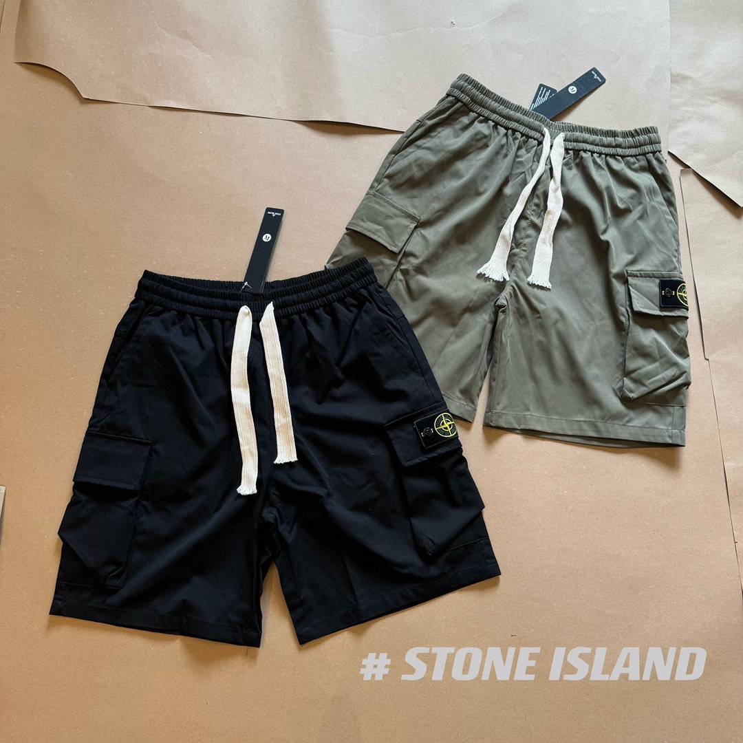 AAAA Personnaliser
 Stone Island Vêtements Shorts Vert armée Noir épissure Unisexe Coton Collection printemps – été