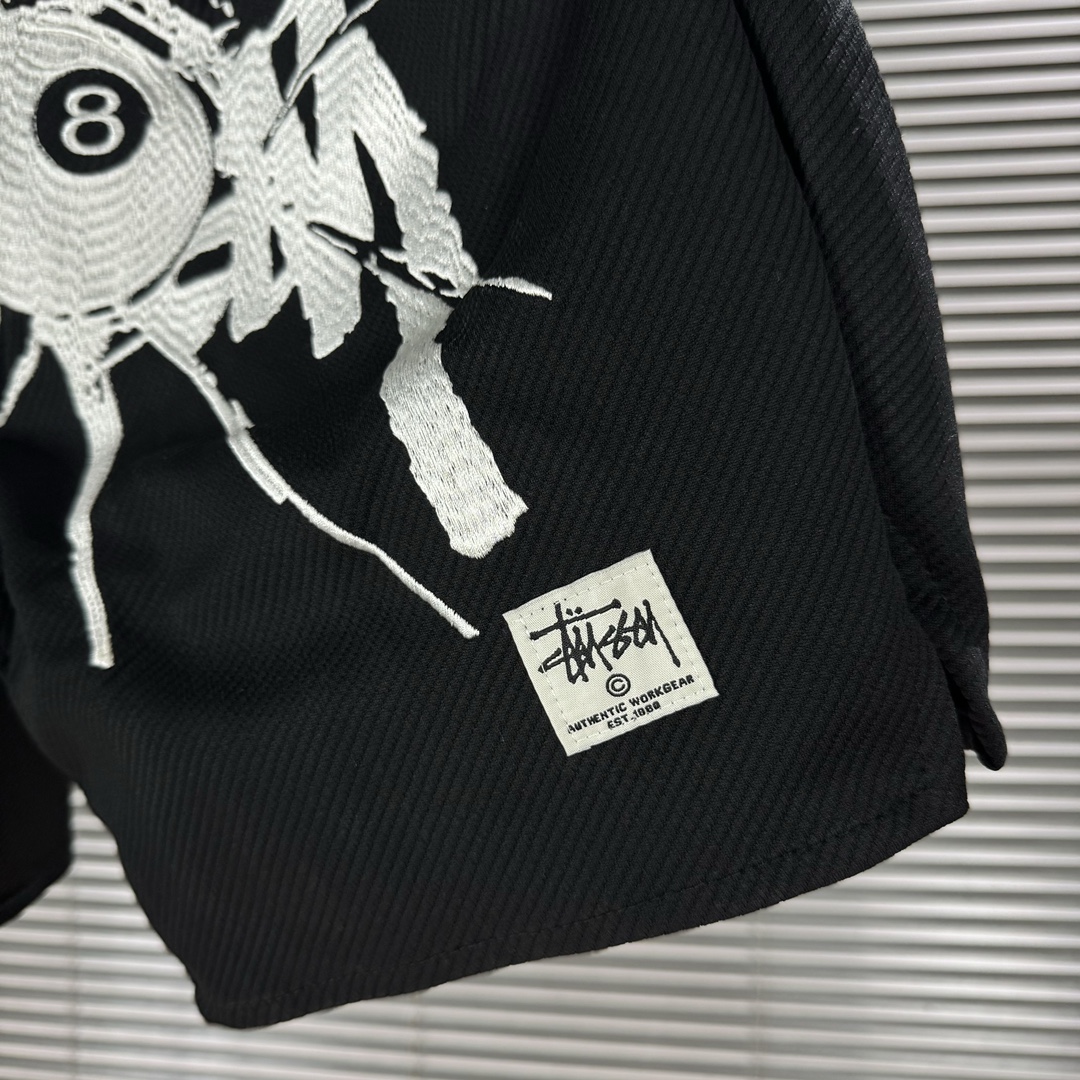 CDA#K160 Stussy Summer Black Cotton Pants with Embroidered Logo, Unisex, Various Sizes - 图片 7