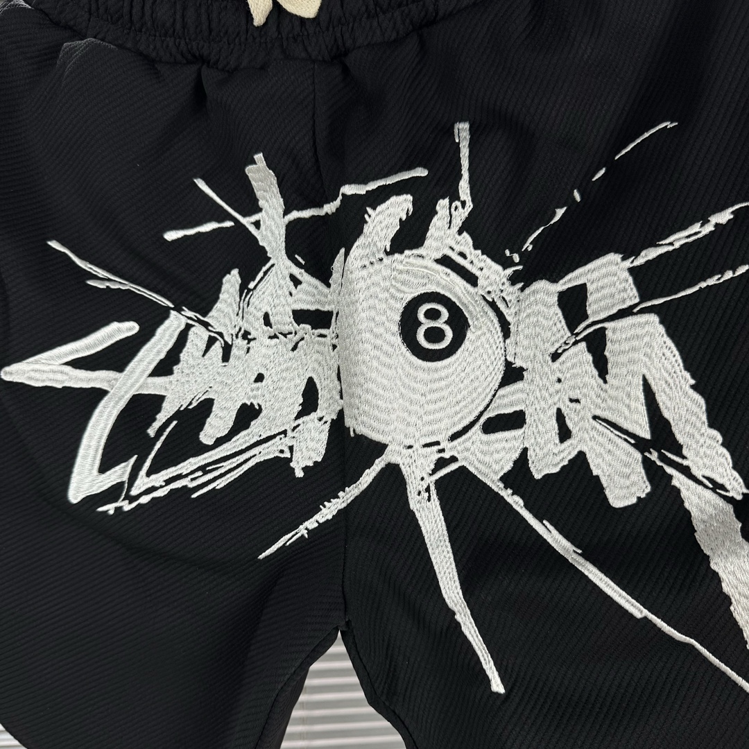 CDA#K160 Stussy Summer Black Cotton Pants with Embroidered Logo, Unisex, Various Sizes - 图片 4