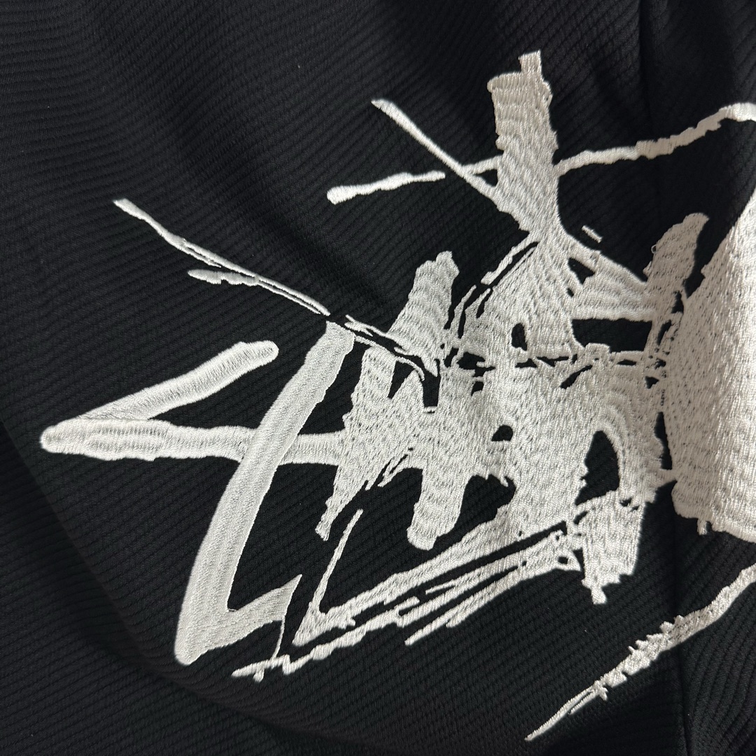 CDA#K160 Stussy Summer Black Cotton Pants with Embroidered Logo, Unisex, Various Sizes - 图片 5
