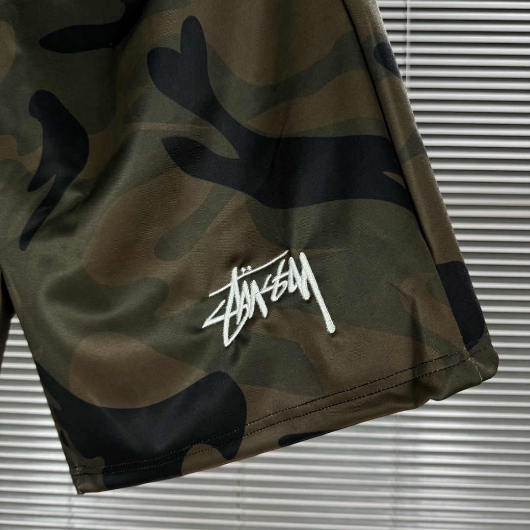 Stussy 24ss Green Shorts: Air-Covered Fabric, Digital Prints, Embroidered Logo, Various Sizes - 图片 6
