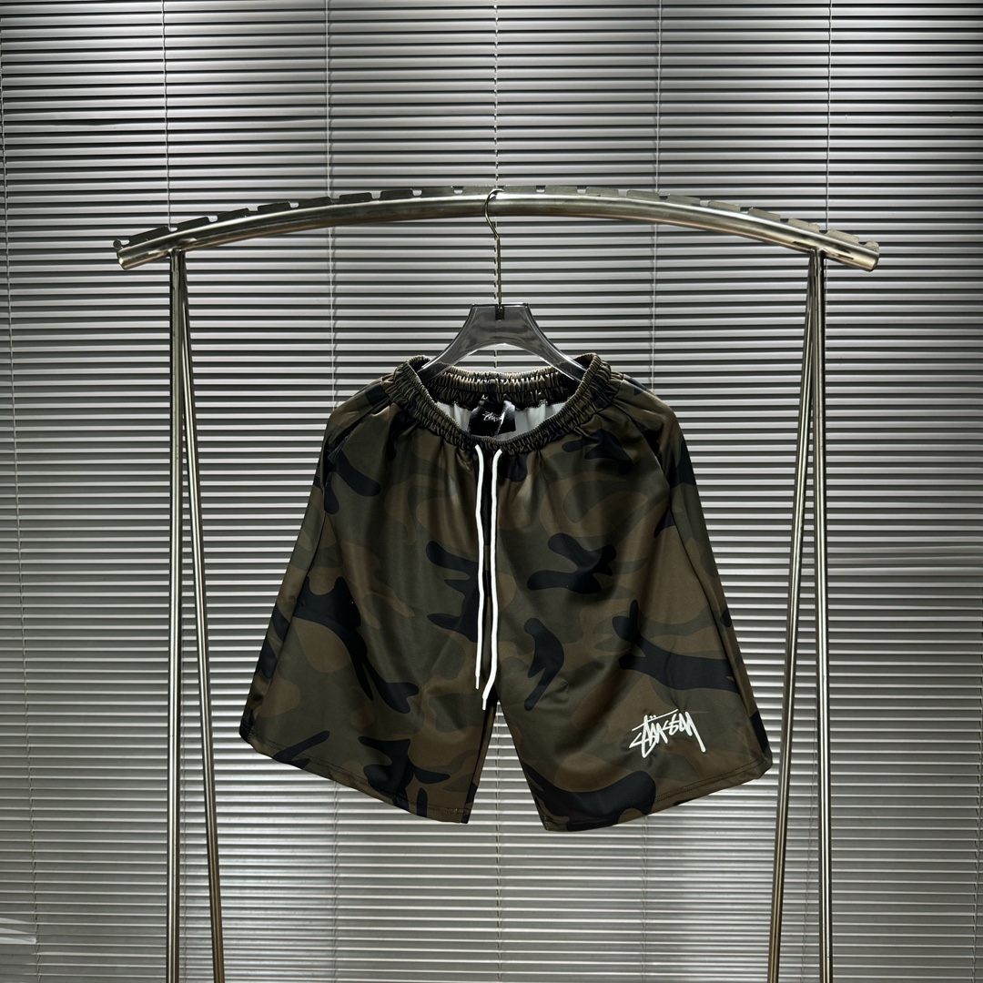Stussy 24ss Green Shorts: Air-Covered Fabric, Digital Prints, Embroidered Logo, Various Sizes - 图片 2