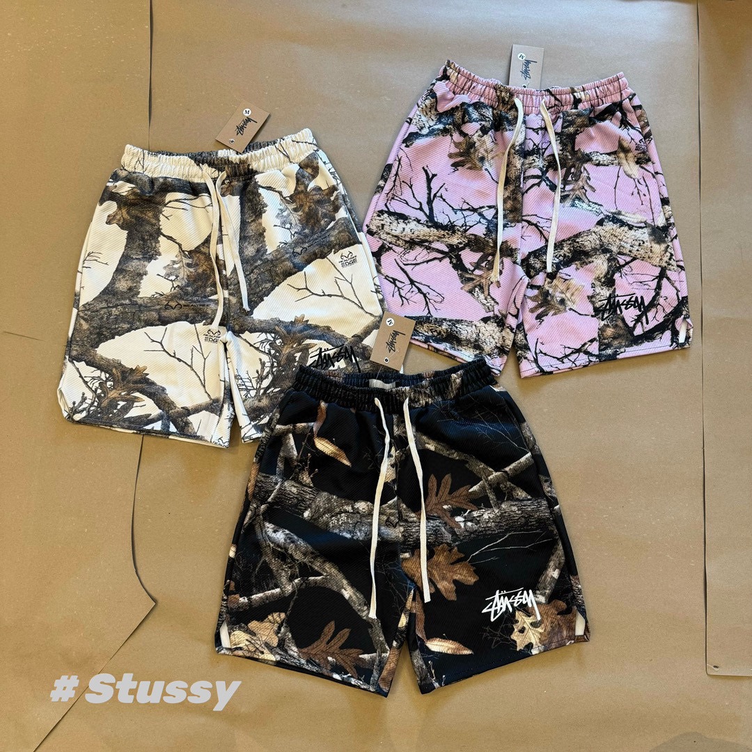 Stussy 24ss Black Pink Summer Vacation Series Cotton T-shirt with Digital Printing
