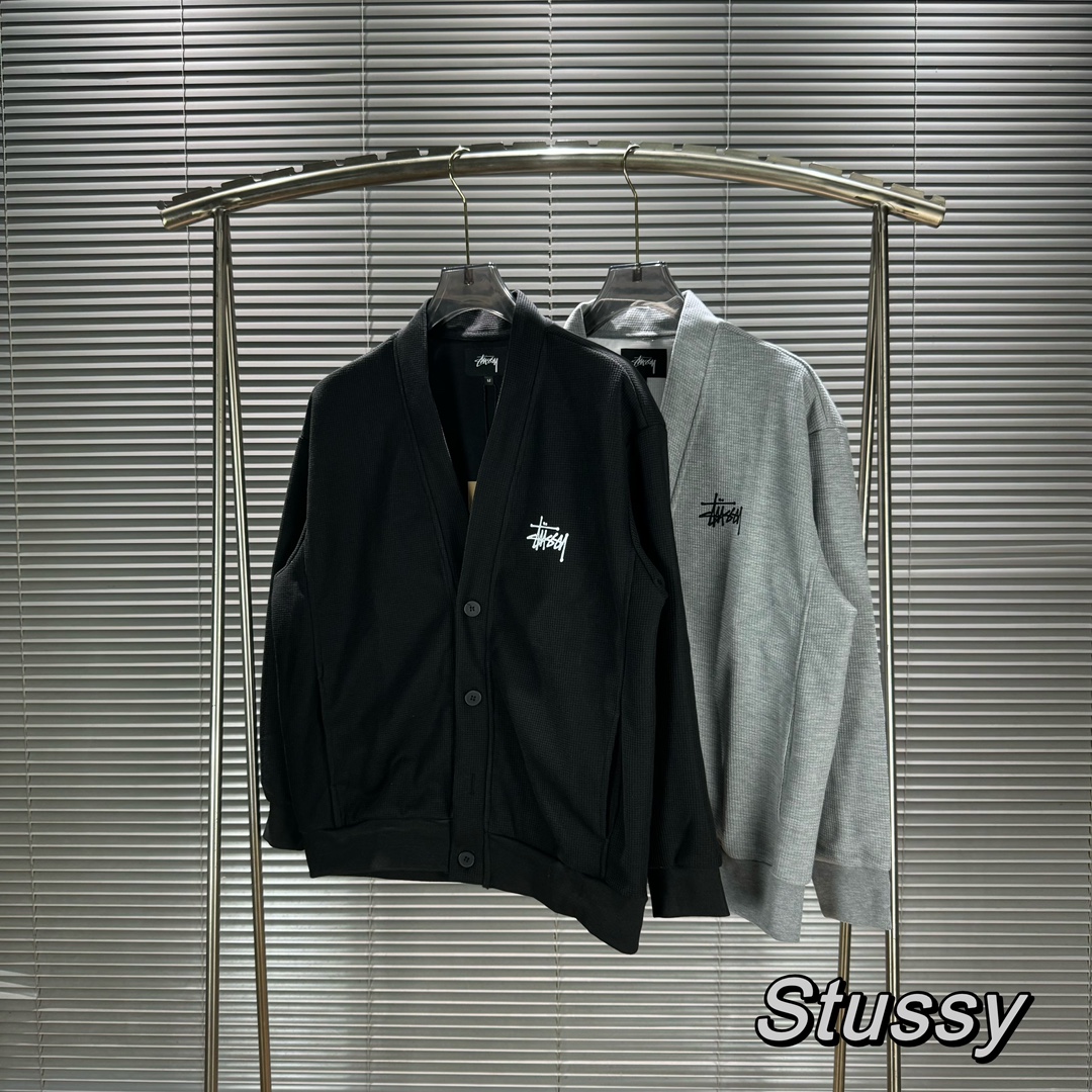Stussy 24aw Wavgar Coat Collection: Casual, Multi-Branded, High-Quality, Gray and Black Options - 图片 1
