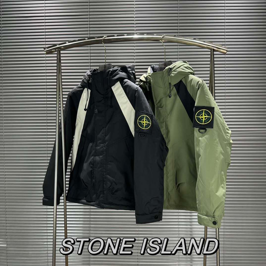 CDA#STW77 Stone Island Graphite-Heated Velvet Cotton Jacket with Magic Logo - 图片 1