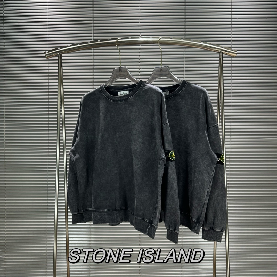 Stone Island Water Washing Cotton Circle Collar Shirt with Medal Embroidery