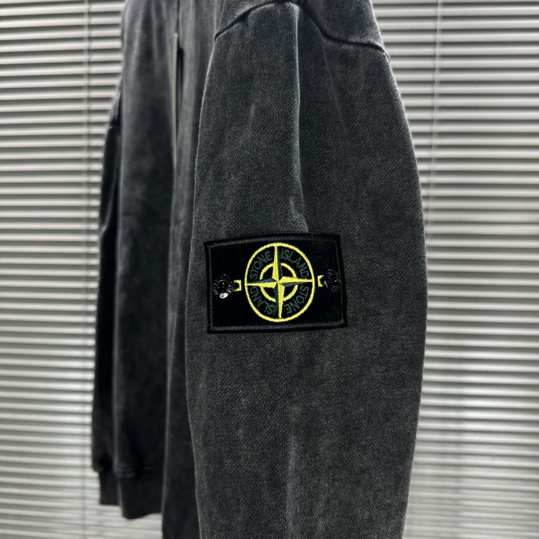 Stone Island Water Washing Cotton Circle Collar Shirt with Medal Embroidery - 图片 6