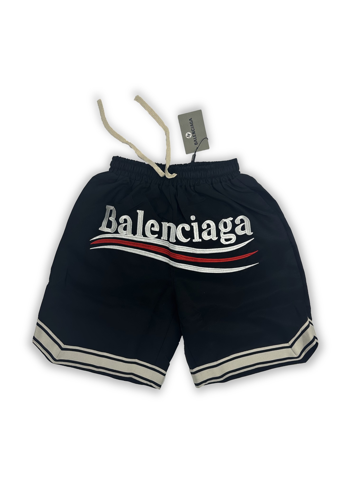 Balentia 24SS Classic Coke Wave Embroidered Shorts in Black, Sizes M-XL. - 图片 2