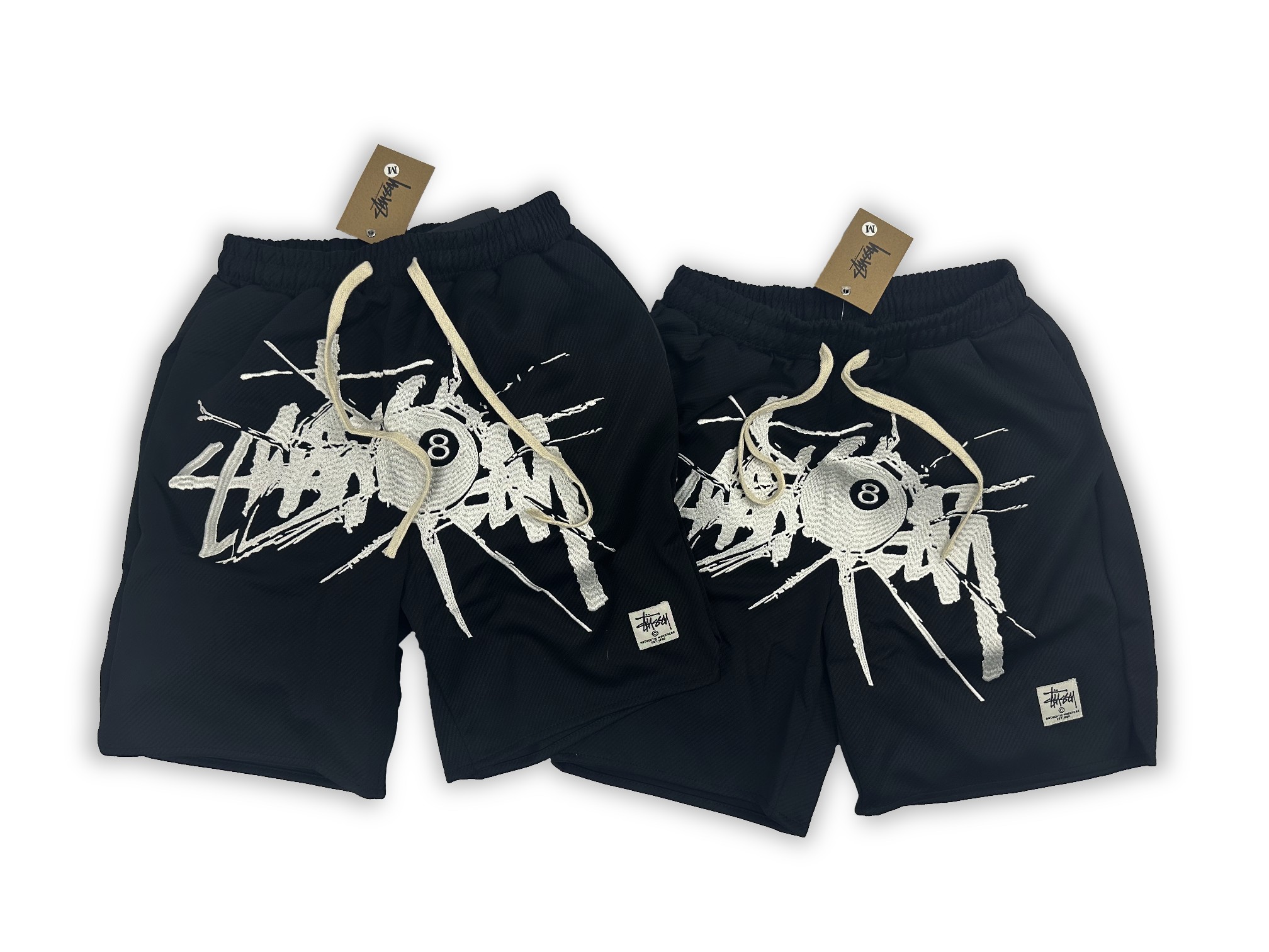 Stussy 24ss Black Cotton Pants with Embroidered Logo – Classic American Street Style - 图片 1