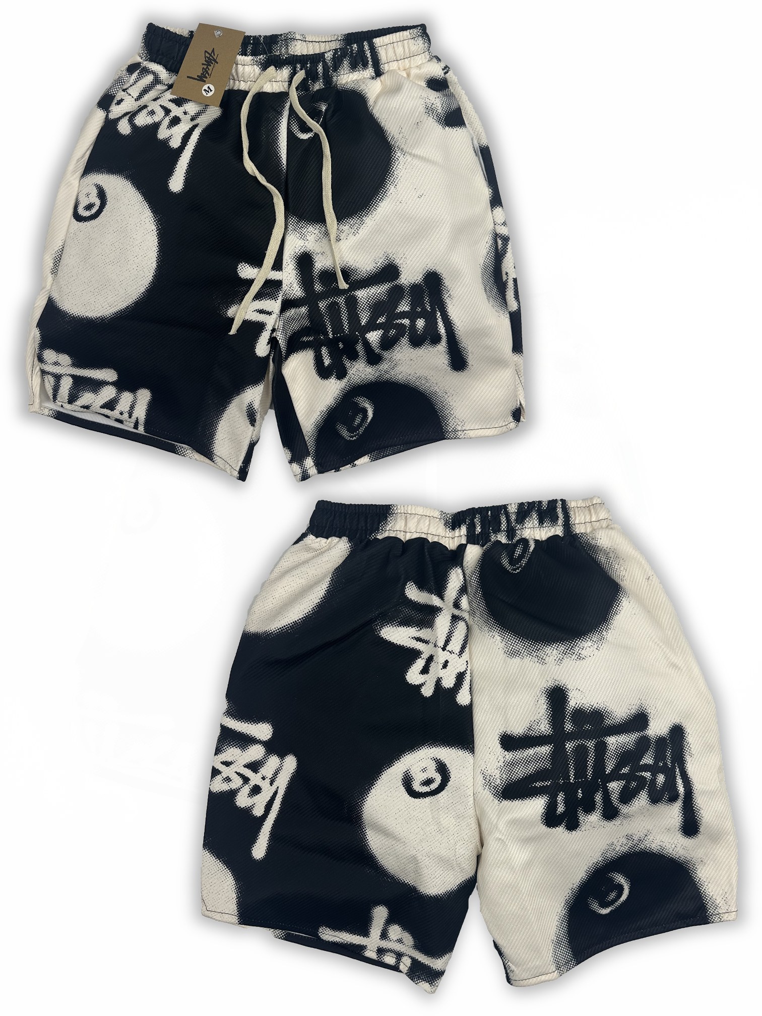 Stussy 2024ss American Shorts: Classic Design, High Quality, Black & White Colors
