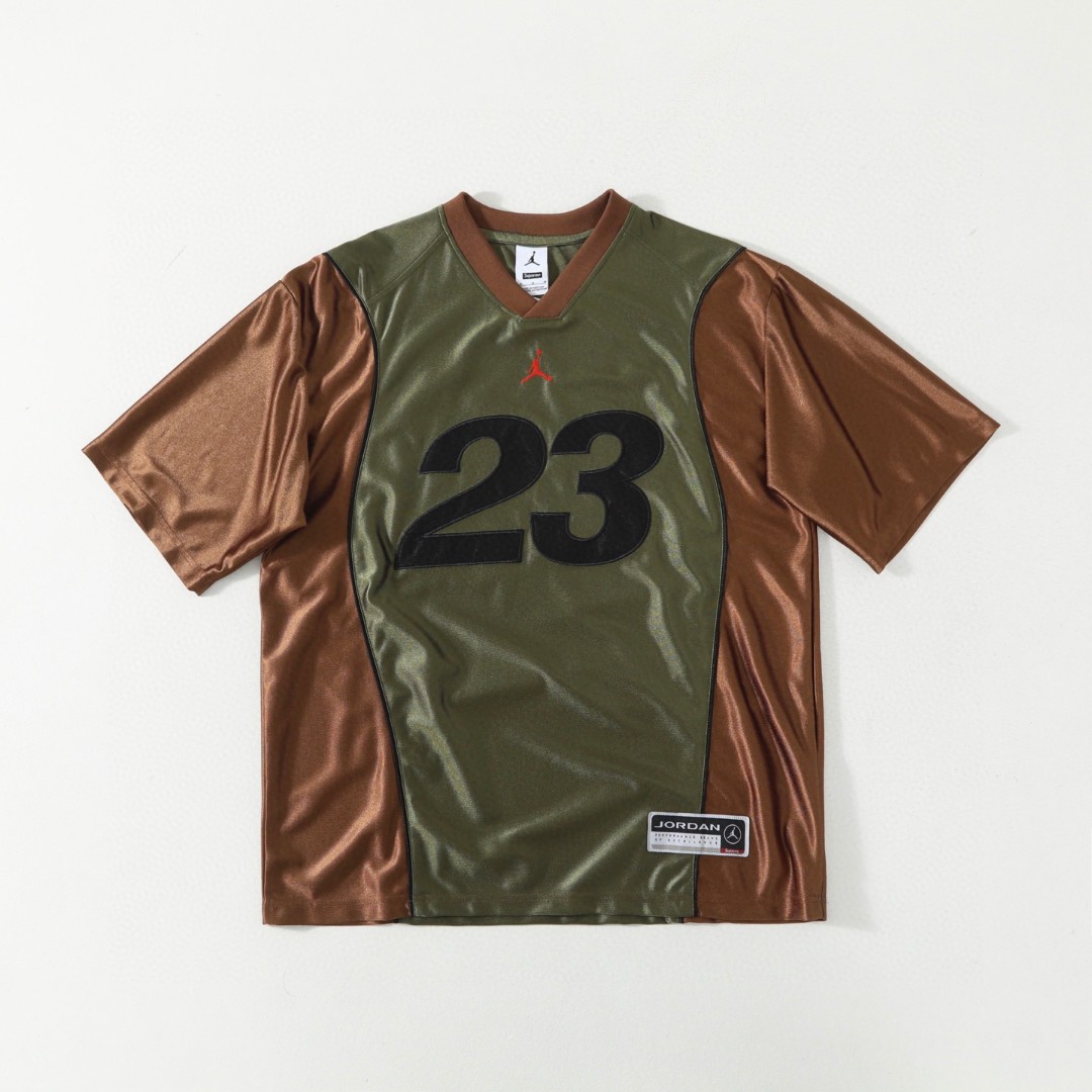 Custom Supreme x AJ Jordan Basketball Suit with Gold-Light Silk and High-Quality Embroidery - 图片 5