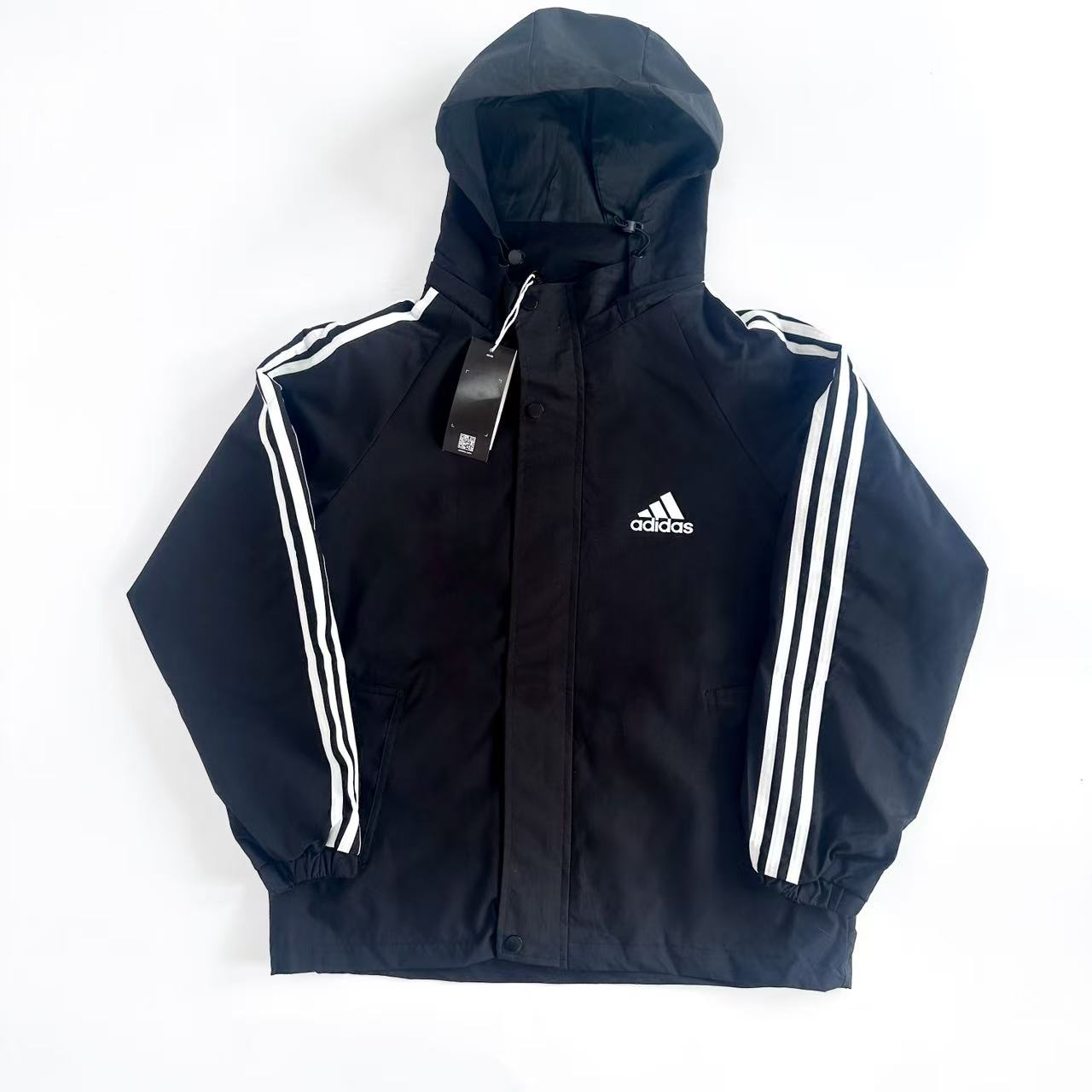 Adidas Retro Three-Bar Jacket: Classic Style for Men and Women, Black Color Option - 图片 1