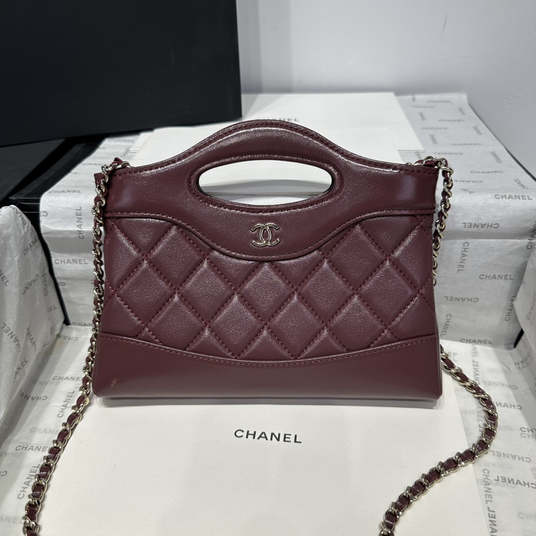 Chanel 31 Bag Nano Burgundy Quilted Leather Top Handle Chain Bag 2 i1744904586 984 0