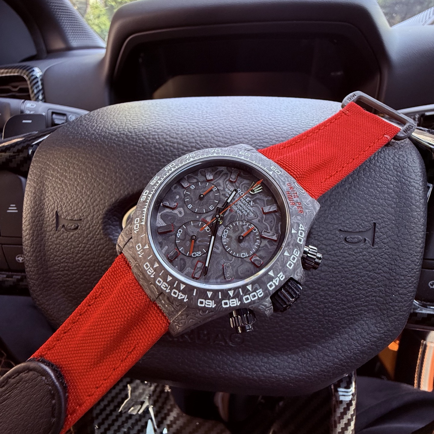 Rolex Daytona gray-black dial red strap 40mm Men's Automatic