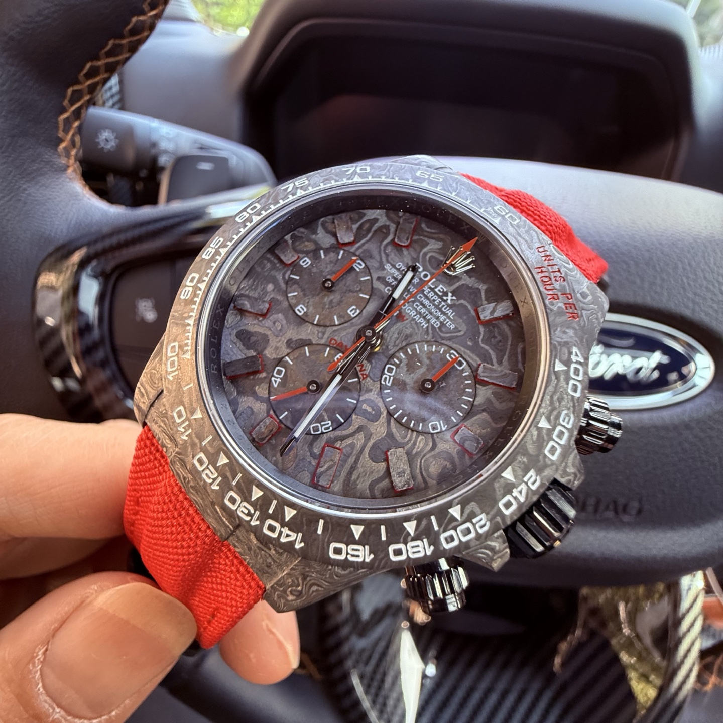 Rolex Daytona gray-black dial red strap 40mm Men's Automatic