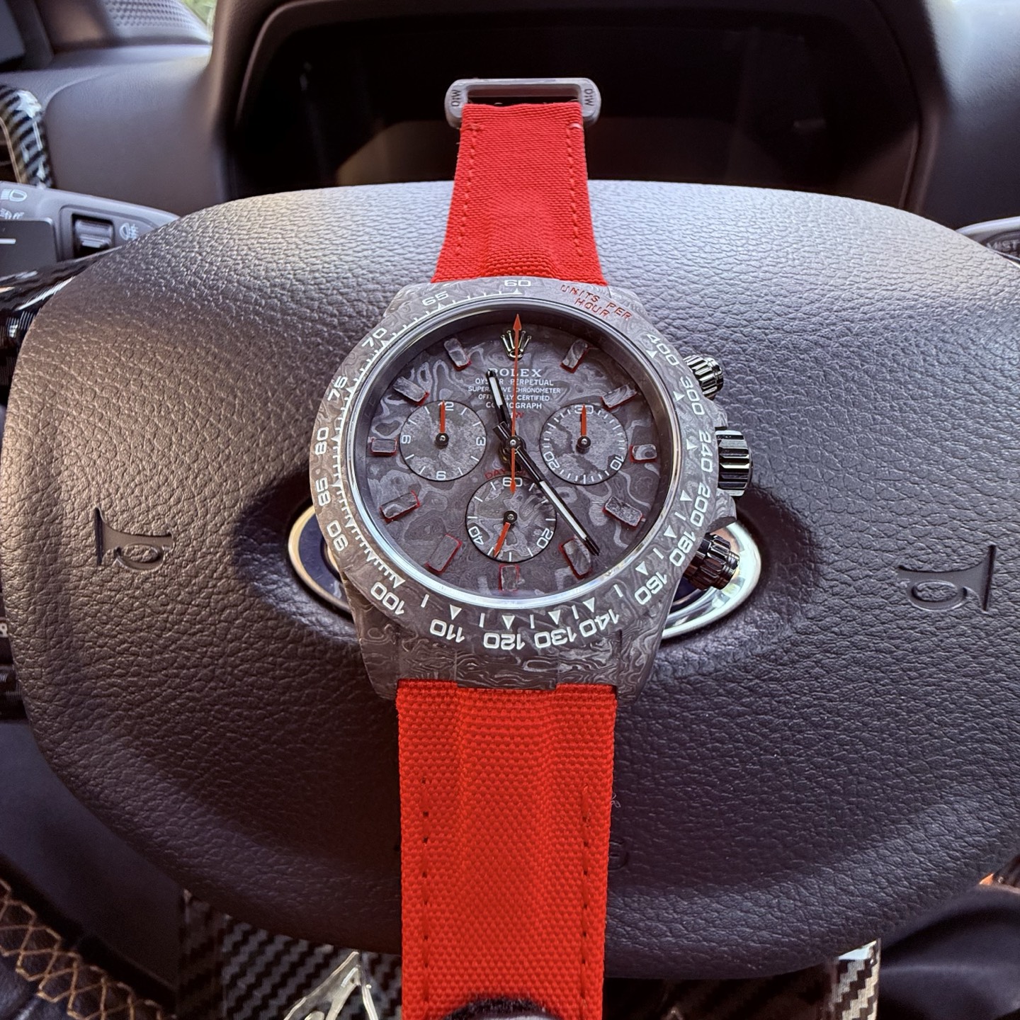 Rolex Daytona gray-black dial red strap 40mm Men's Automatic