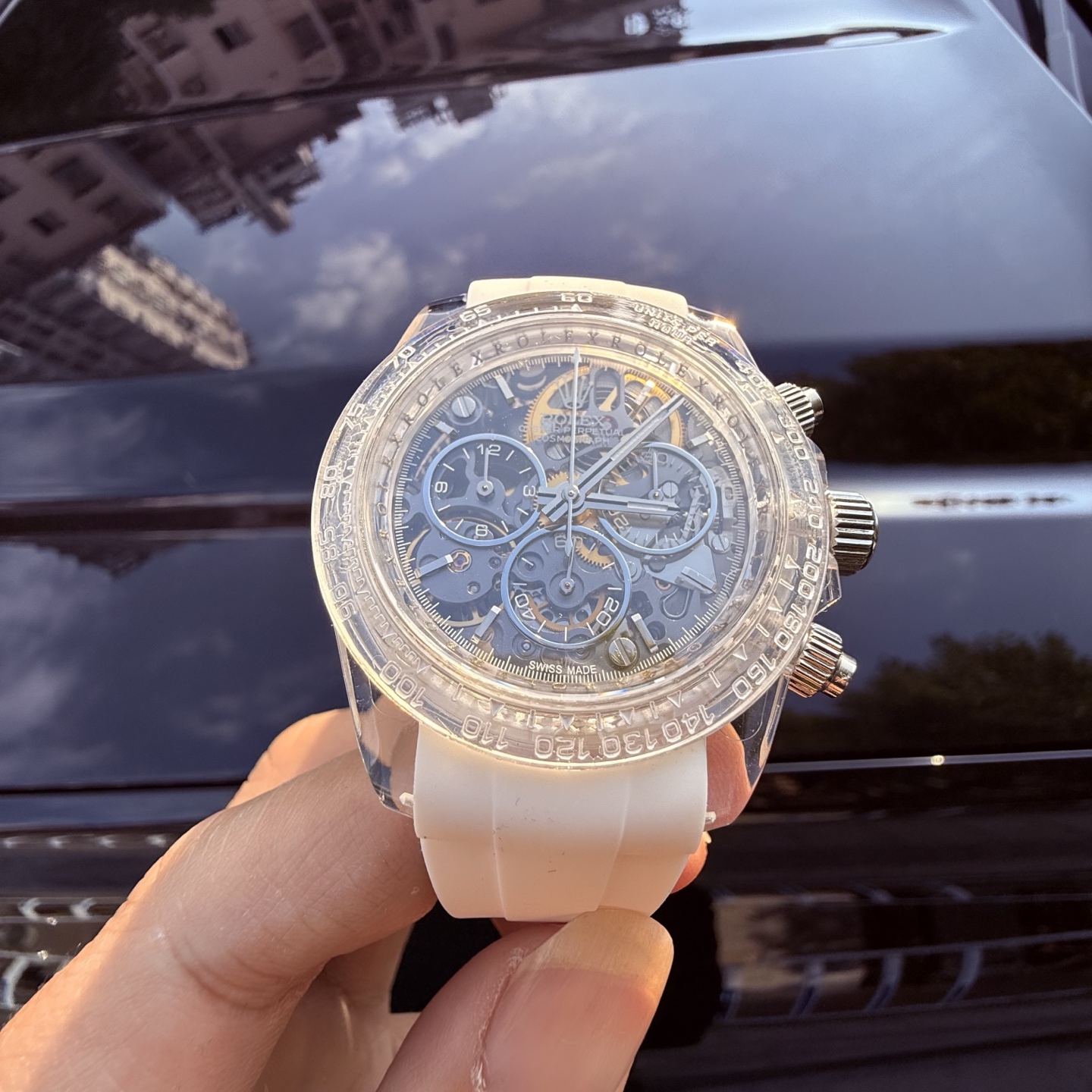 Rolex Daytona transparent / silver 40mm Men's Automatic