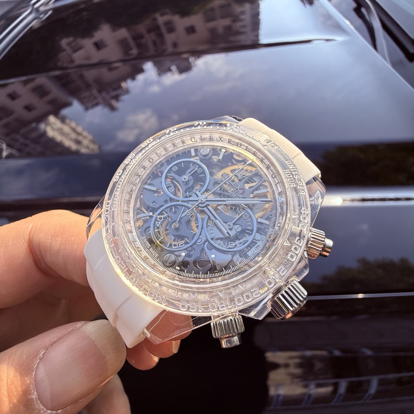 Rolex Daytona transparent / silver 40mm Men's Automatic