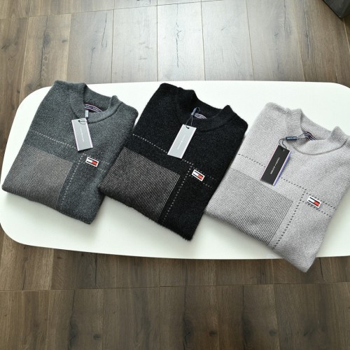 Tommy Hilfiger Men's Knitted Sweater Solid Color Jacquard Crew Neck