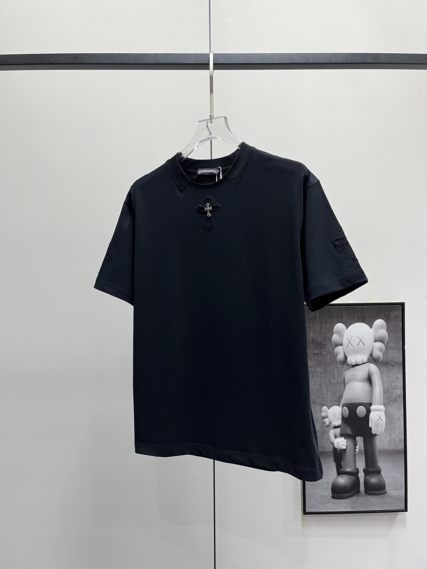 ChromeHearts/克罗心 十字架刺绣logo纯棉短袖 黑色 白色 粉色 玫红