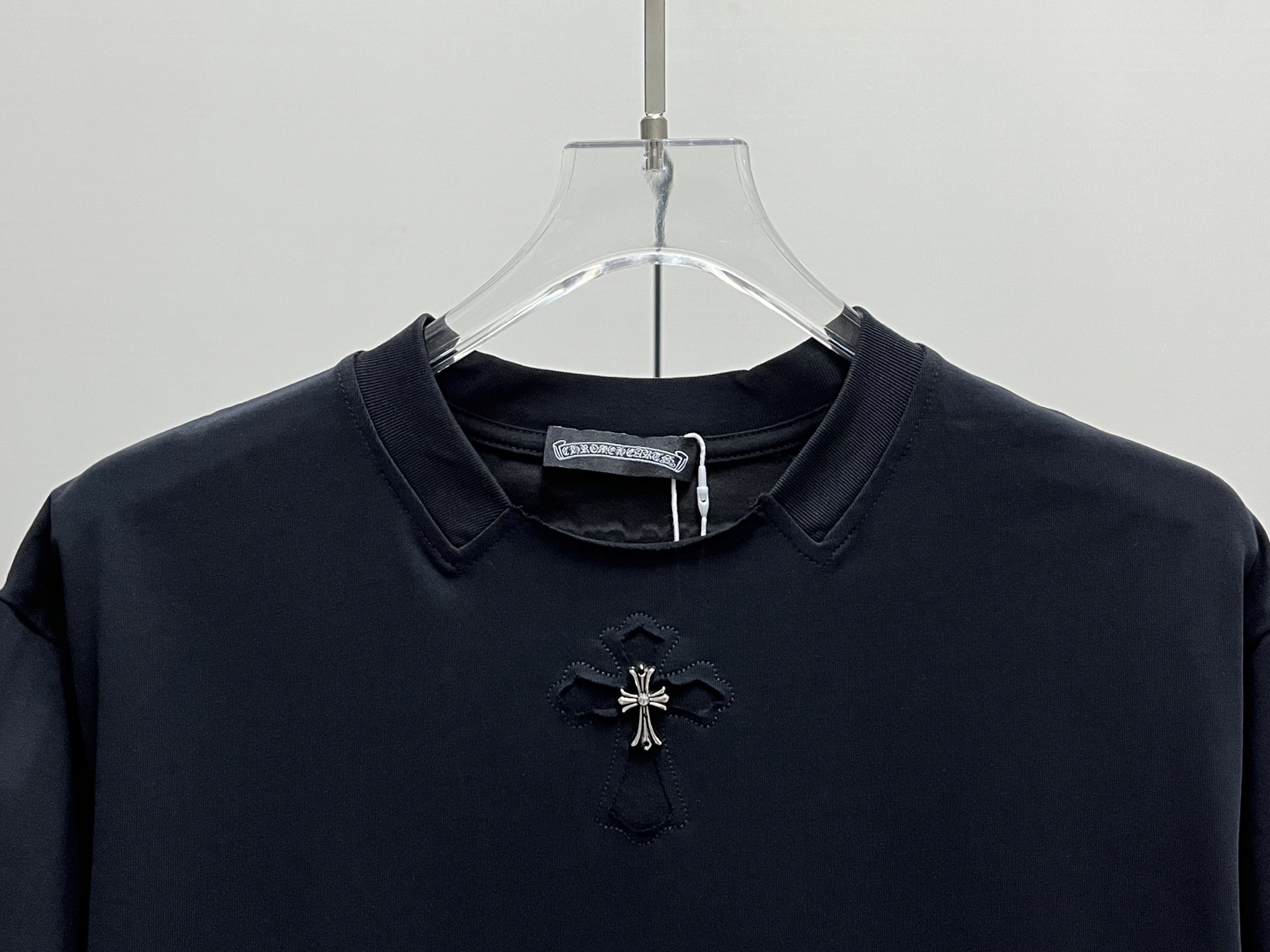 ChromeHearts/克罗心 十字架刺绣logo纯棉短袖 黑色 白色 粉色 玫红